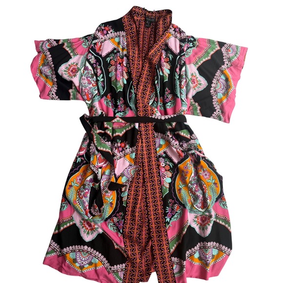 Rachel Zoe Other - Rachel Zoe Reversible Pink Black Boho Paisley Floral Kimono 2X